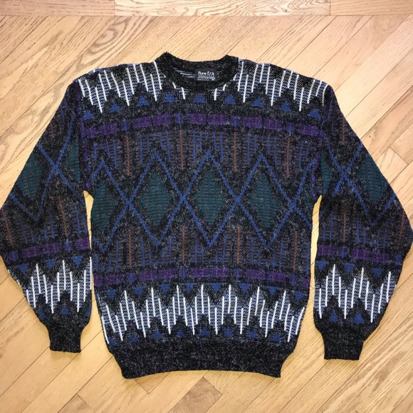 Vintage 80s New Era Sweater Kid Size XL Womens Size M Fuzzy Texture USA Made - Picture 14 of 16